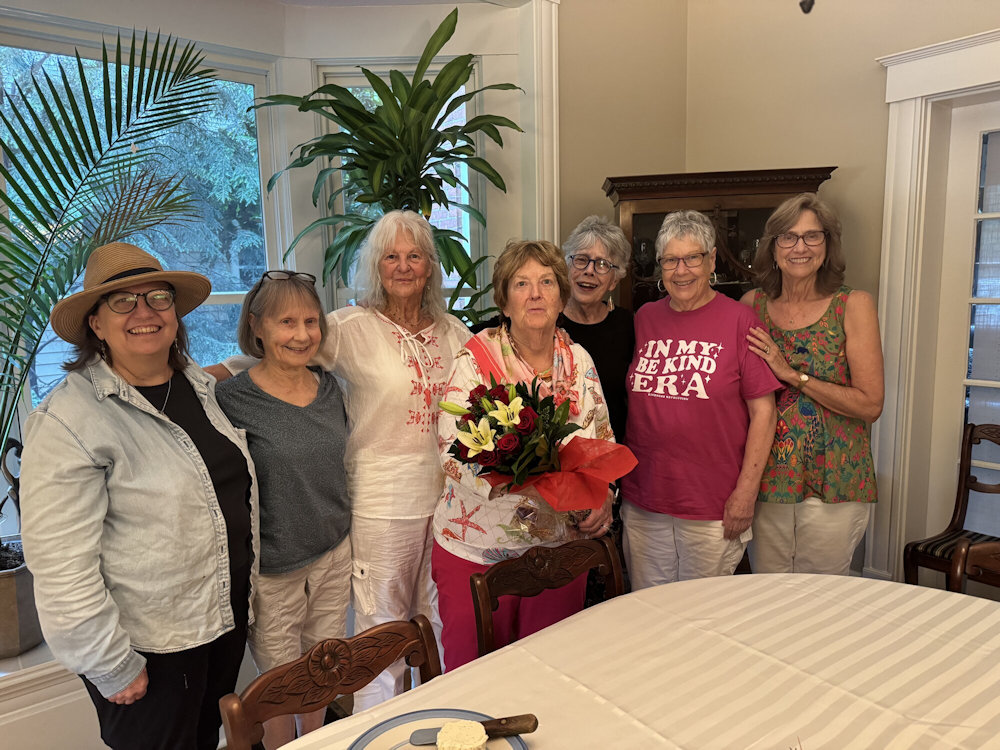 Donna with a book club gathering